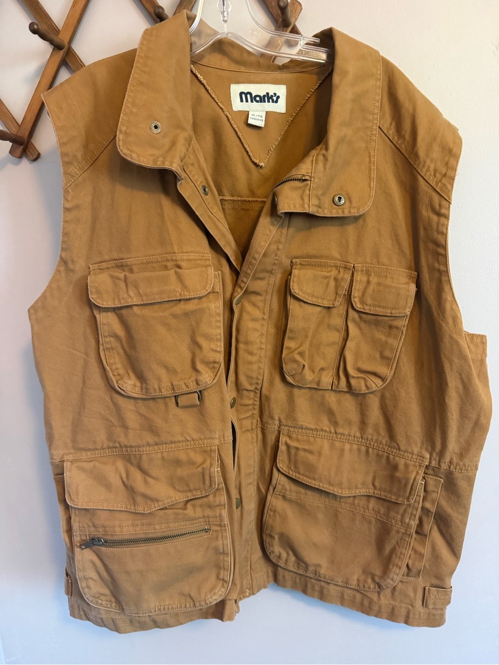 Original Marks vintage Work Wearhouse Brown Canvas Multi-Pocket Utility Vest XL